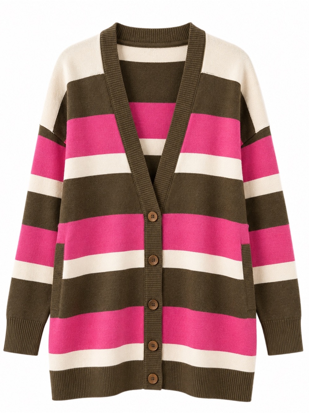 Free People A League Of Her Own Oversized Striped V-Neck Cardigan - Size L